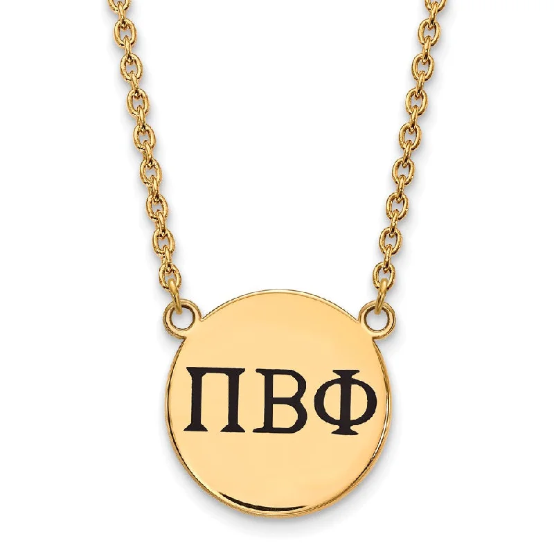 Custom Gold Necklace for Unique Style-14K Plated Silver Pi Beta Phi Large Enamel Greek Letters Necklace