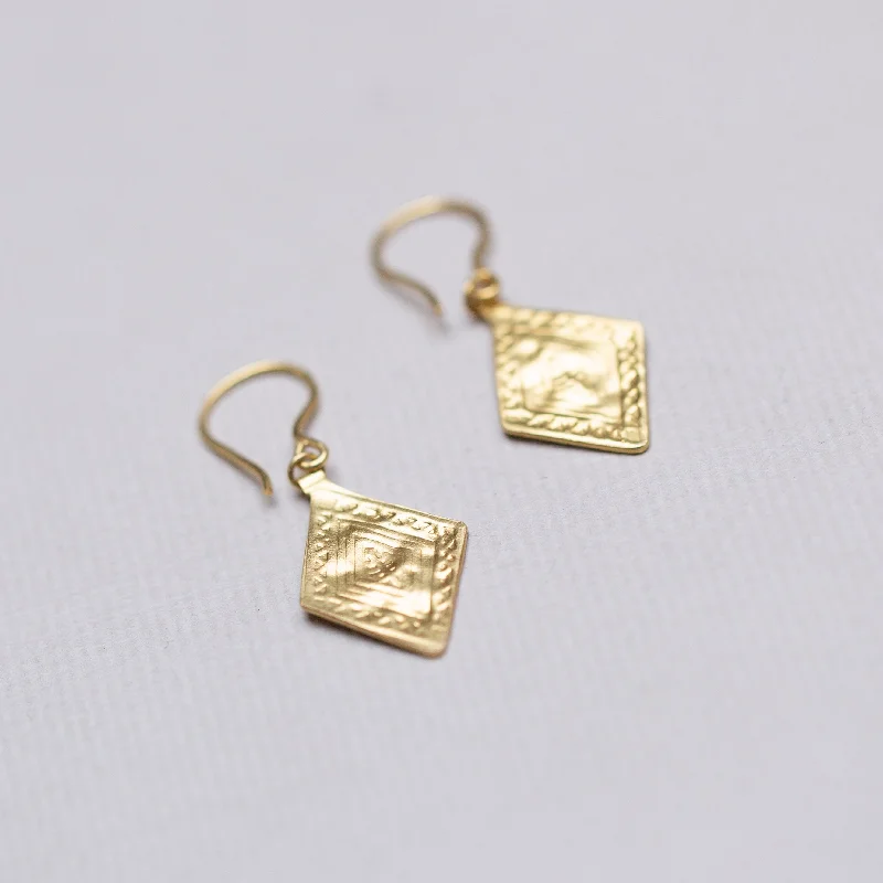 Fashion Forward Earrings for Teen Girls-Gold Rhombus Drop Earrings