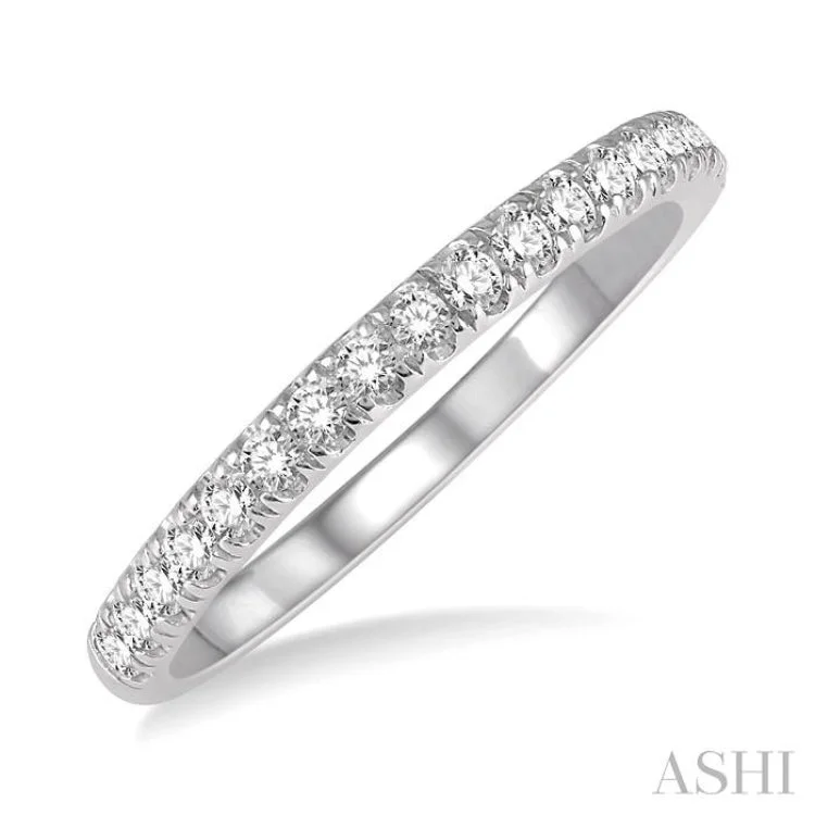 Sterling Silver Ring for Men-1/3 Ctw Round Cut Diamond Wedding Band in 14K White Gold