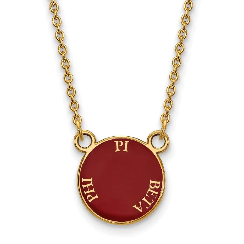 Classic Choker Necklace for Women-14K Plated Silver Pi Beta Phi Small Enamel Disc Necklace