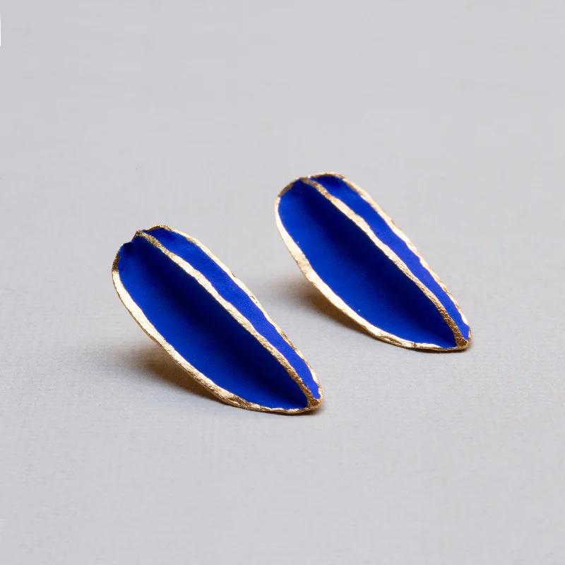 Gemstone Earrings for Evening-Pop-in Blue Gold-plated Earrings - Single