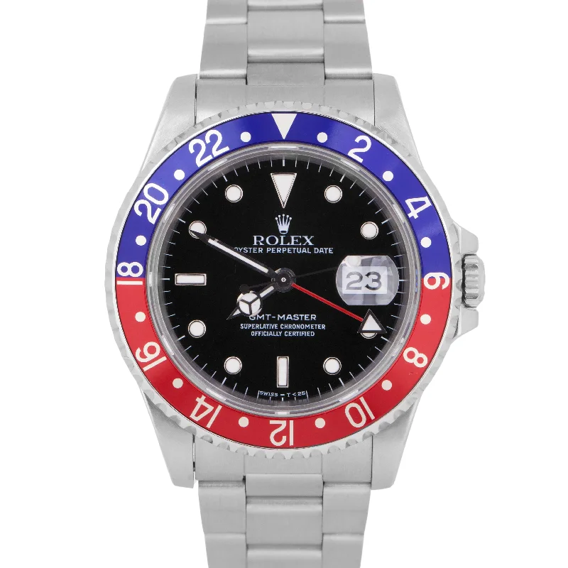 Titanium Watches for Men-Rolex GMT-Master 40mm PEPSI Black Stainless Steel Blue Red Date Watch 16700