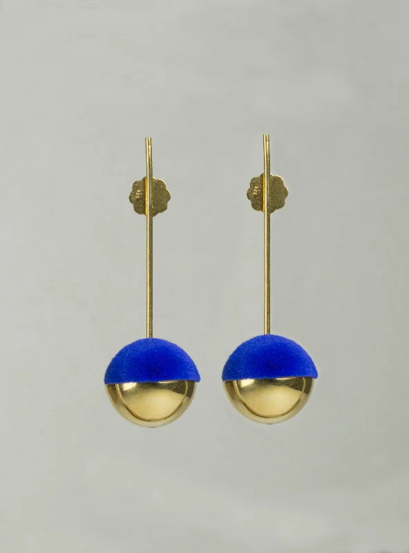 Elegant Stud Earrings for Weddings-Drop Earrings with Electric Blue Flocking