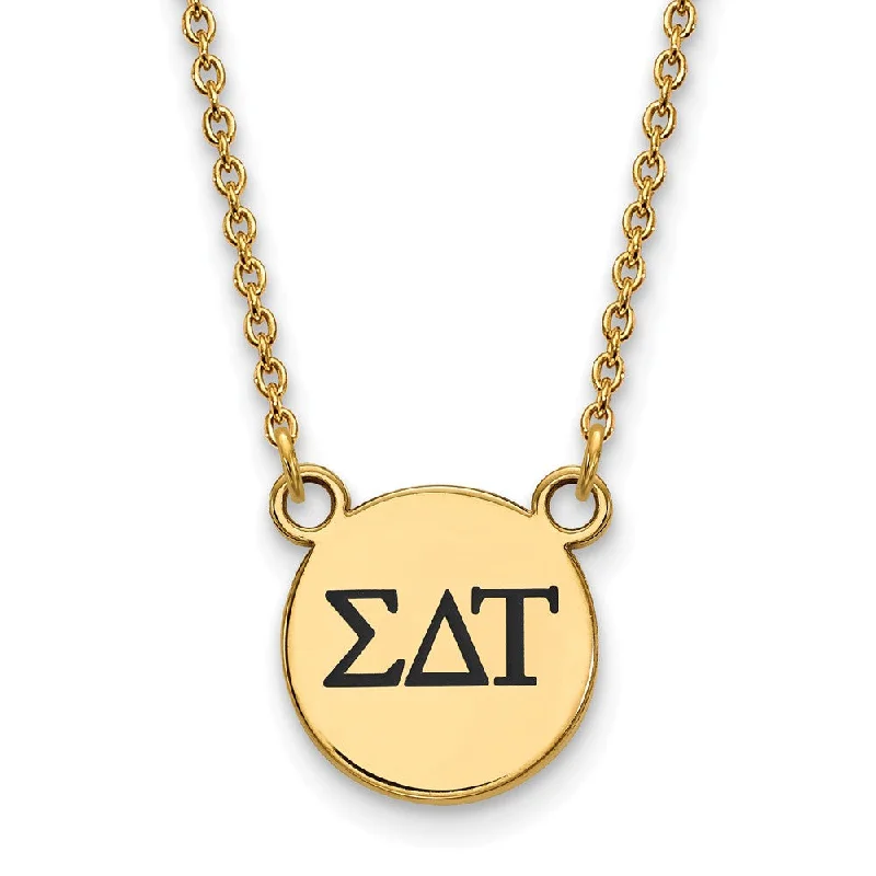 Classic Silver Necklace for Women-14K Plated Silver Sigma Delta Tau Small Enamel Greek Letters Necklace