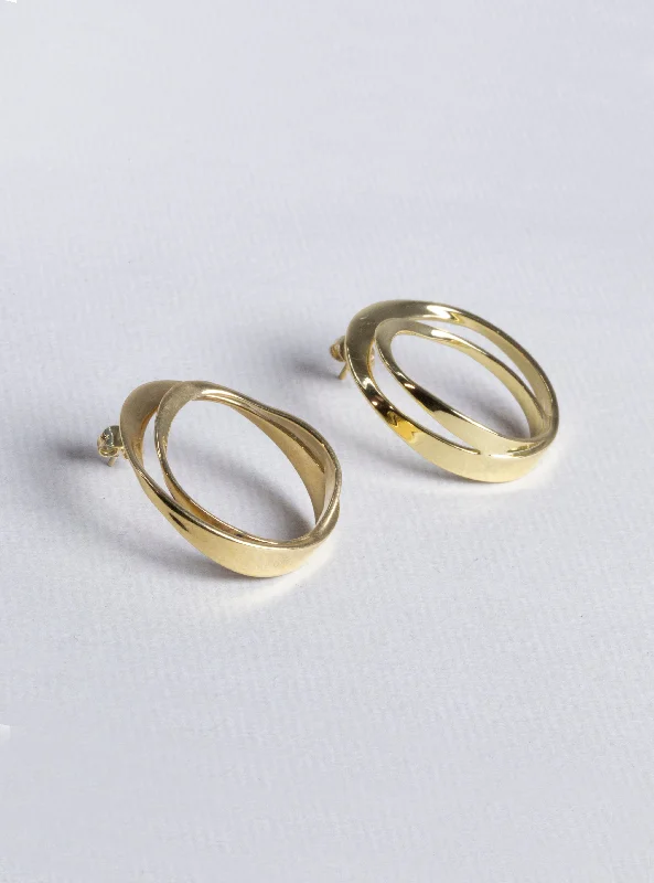 Stylish Earrings for Teen Girls-Gold Double Circle Stud Earrings