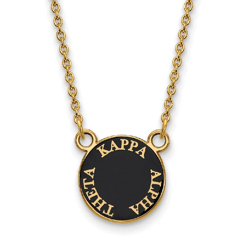 Simple Silver Necklace with Pendant-14K Plated Silver Kappa Alpha Theta Small Enamel Disc Necklace