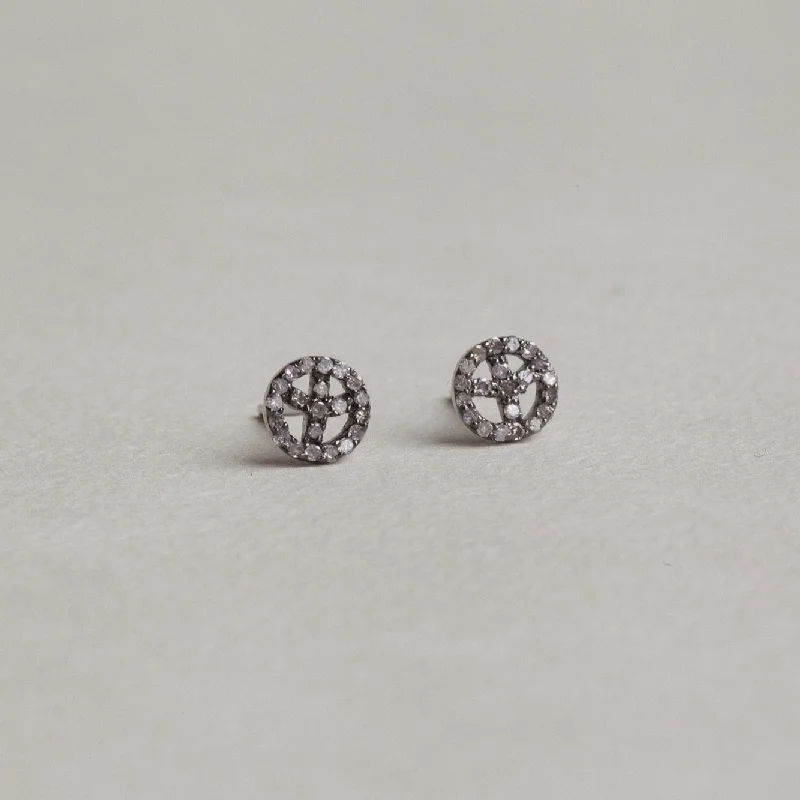 Stunning Earrings for Evening Events-Diamond Peace Stud Earrings