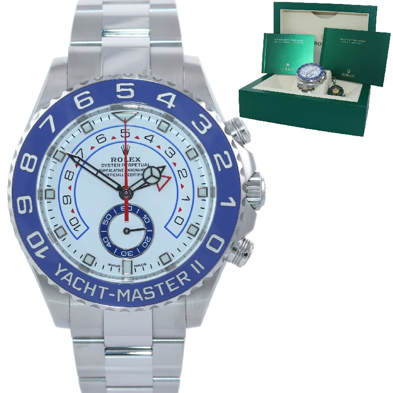 Women's Digital Watches with Stylish Features-MINT 2022 Rolex Yacht-Master 2 NEW MERC HANDS Steel Blue 116680 Watch Box