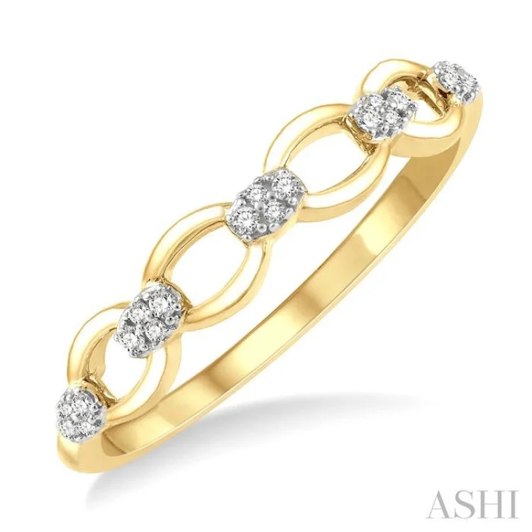 Silver Stackable Ring Set for Fashion-1/10 Ctw Open Link Round Cut Diamond Stackable Fashion Ring in 14K Yellow Gold