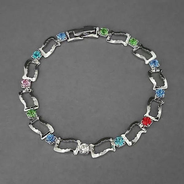 Multi-colored Gemstone Bangles for Casual Style-Urthn Multi Colour Austrian Stone Bracelet - 1400523