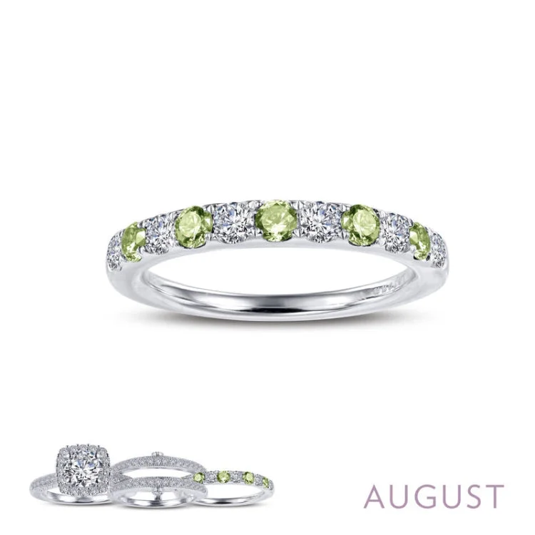 Wedding Ring with Diamond Accent-August Birthstone Ring