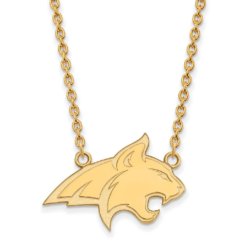 Cute Necklace for Teen Girls-14k Gold Plated Silver Montana State Large Pendant Necklace