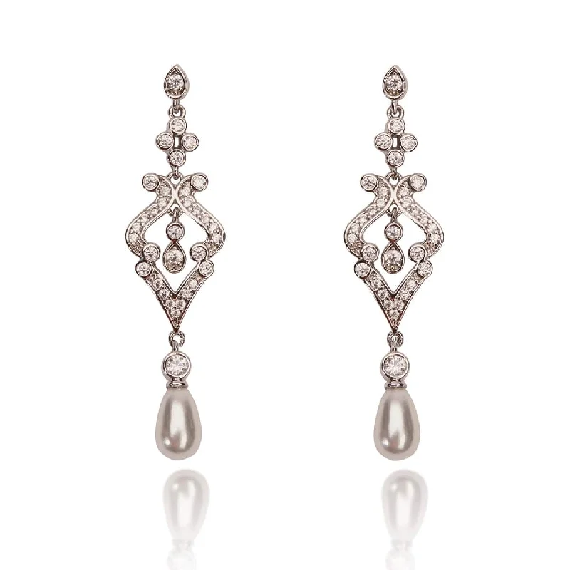 Elegant Pearl Earrings for Wedding-Georgian style bridal drop earrings: Pearl drop earrings