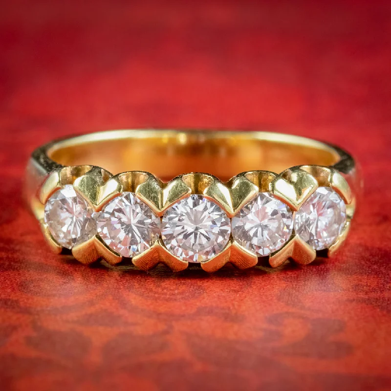 Customizable Gold Ring for Men-Antique Edwardian Five Stone Diamond Ring 1.20ct Of Diamond Circa 1915