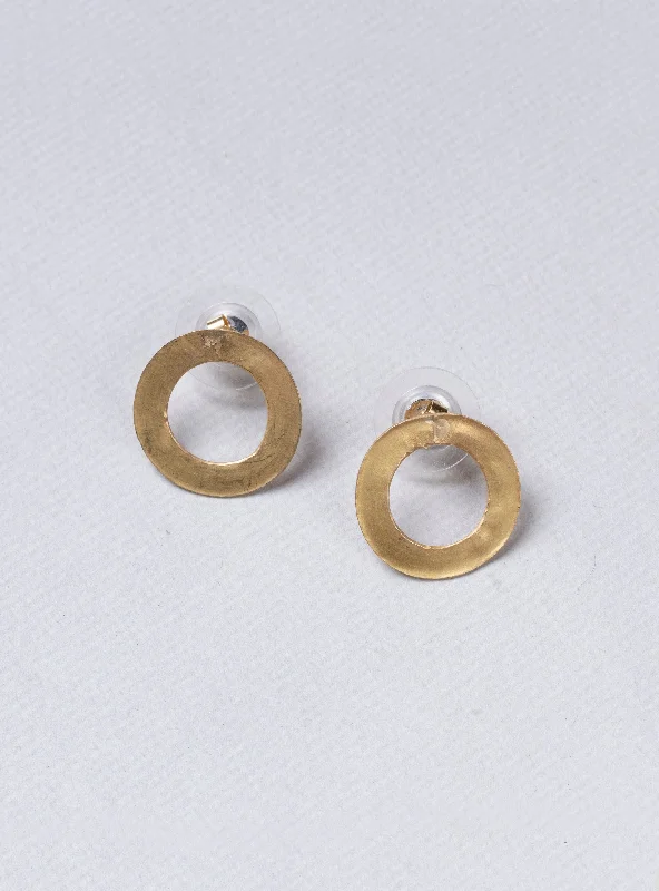 Simple Gold Hoop Earrings-18ct Gold Single Link Stud Earrings