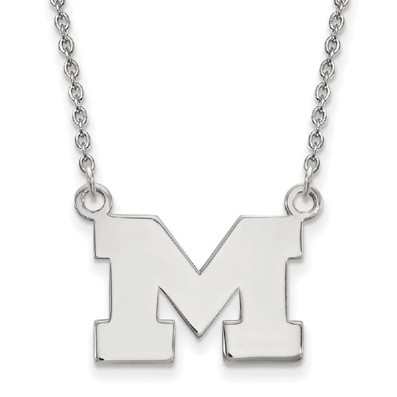 Luxury Pearl Necklace for Evening Wear-Sterling Silver U of Michigan Small Initial M Pendant Necklace