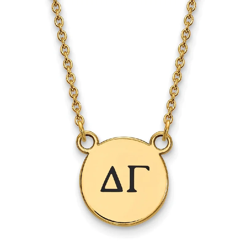 Handcrafted Necklace for Wedding Gifts-14K Plated Silver Delta Gamma Small Enamel Greek Letters Necklace