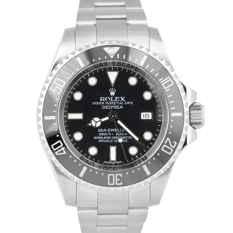 Women's Watch with Swarovski Crystals-MINT Rolex Sea-Dweller Deepsea Stainless Steel 44mm Black Ceramic Dive 116660