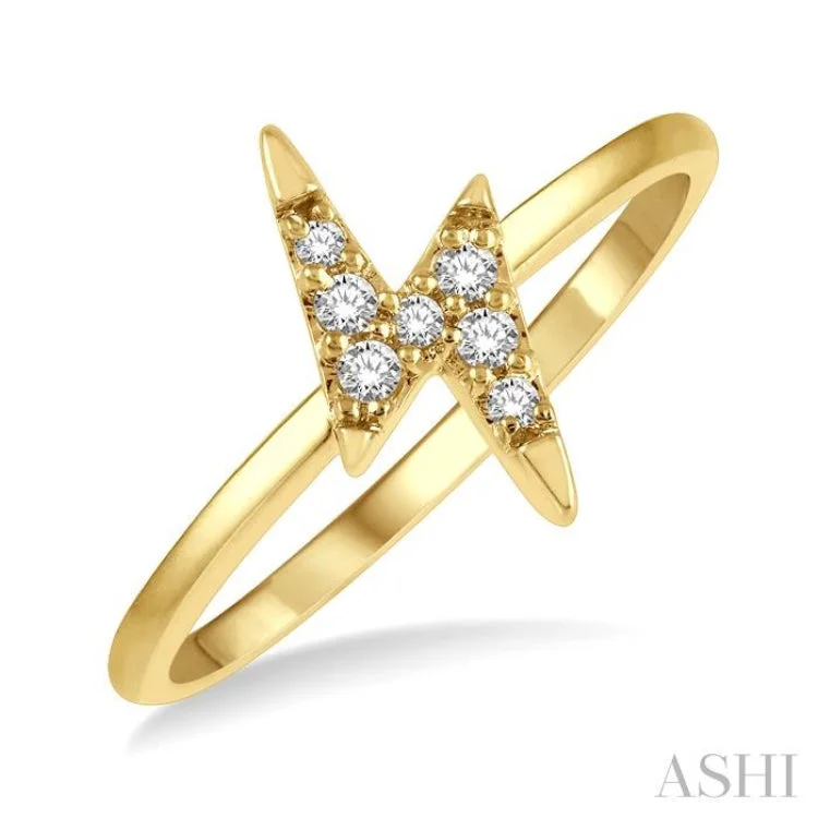 Gold Promise Ring for Engagement-1/10 Ctw Lightning Bolt Round Cut Diamond Petite Fashion Ring in 10K Yellow Gold