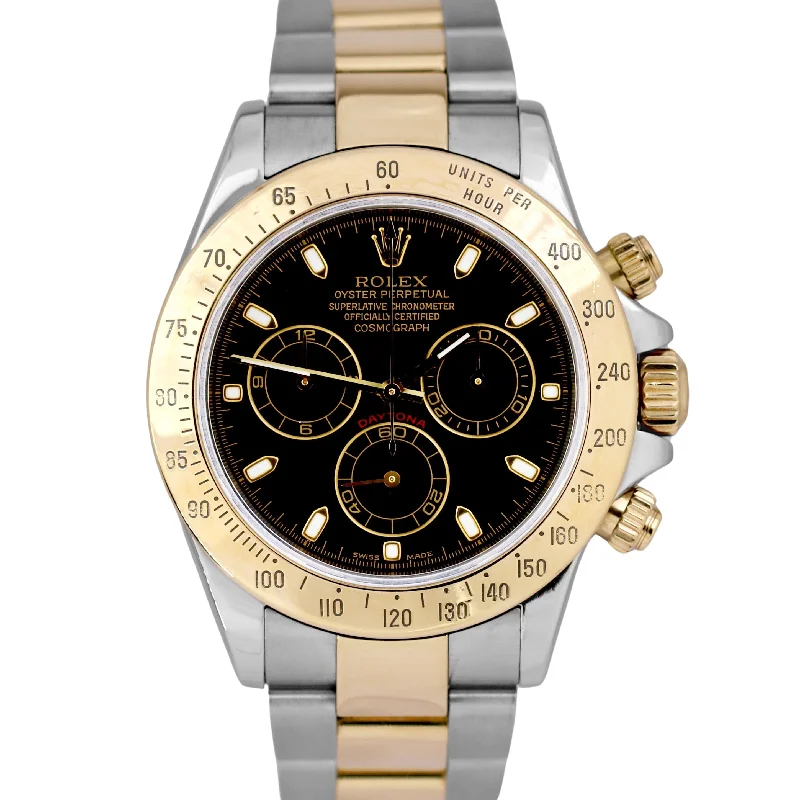 Smart Watches for Women with Sleep Tracking-Rolex Daytona Cosmograph 40mm BLACK Two-Tone 18K Yellow Gold Steel 116523 Watch