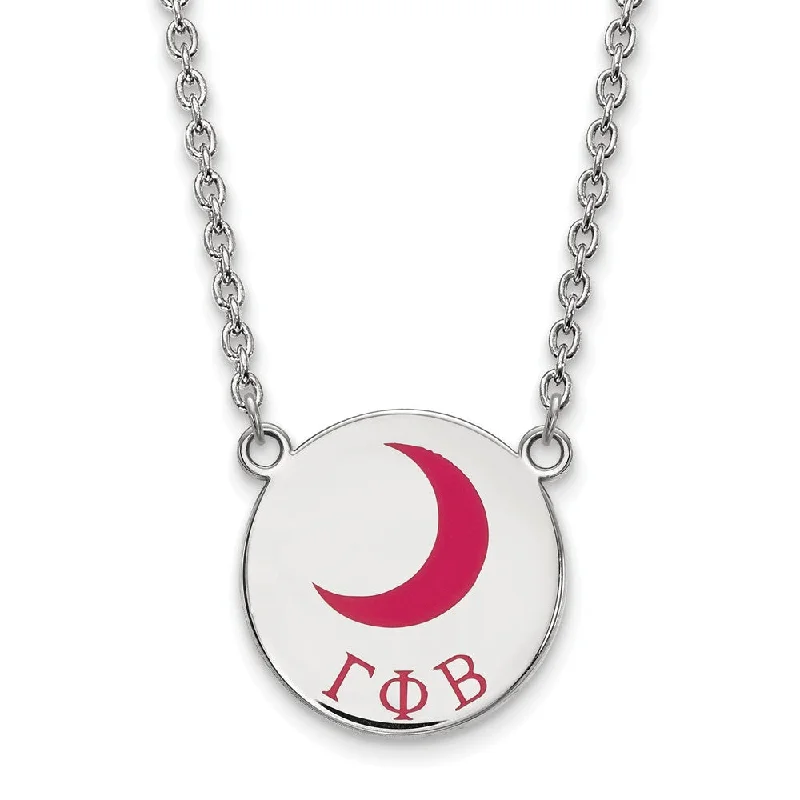 Necklace with Engraved Charm for Personal Touch-Sterling Silver Gamma Phi Beta Large Enamel Necklace