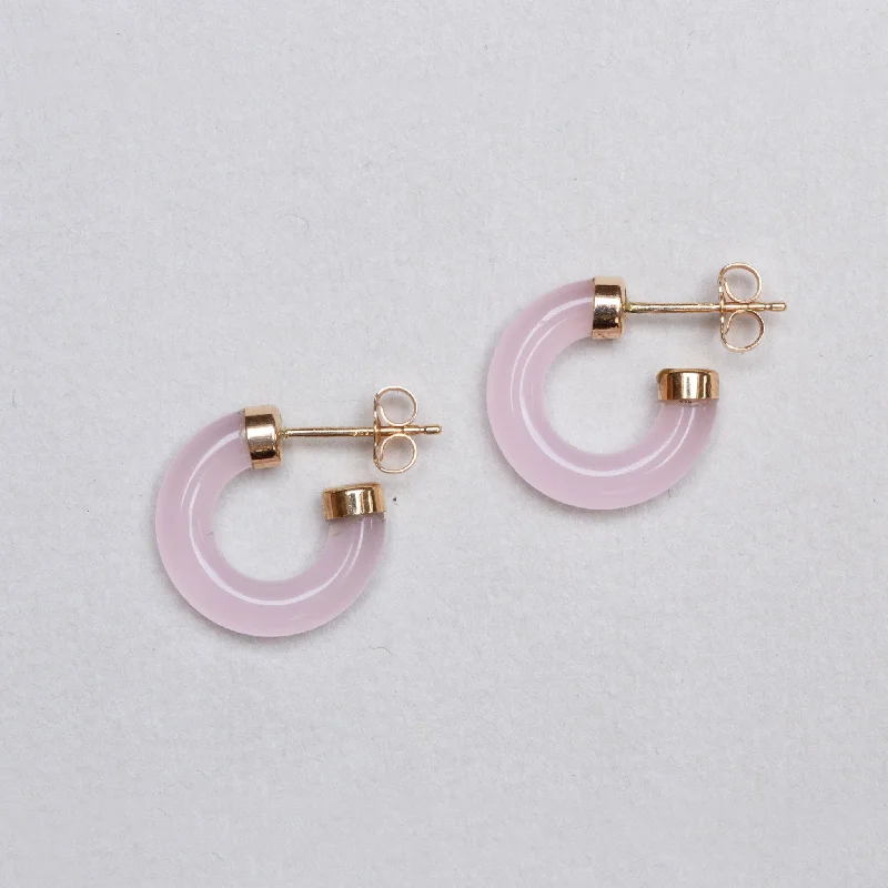 Elegant Gold Earrings for Daytime Wear-Vintage 14ct Gold Rose Quartz Hoop Earrings