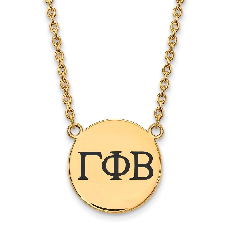 Charm Necklace for Casual Wear-14K Plated Silver Gamma Phi Beta Large Enamel Greek Letters Necklace