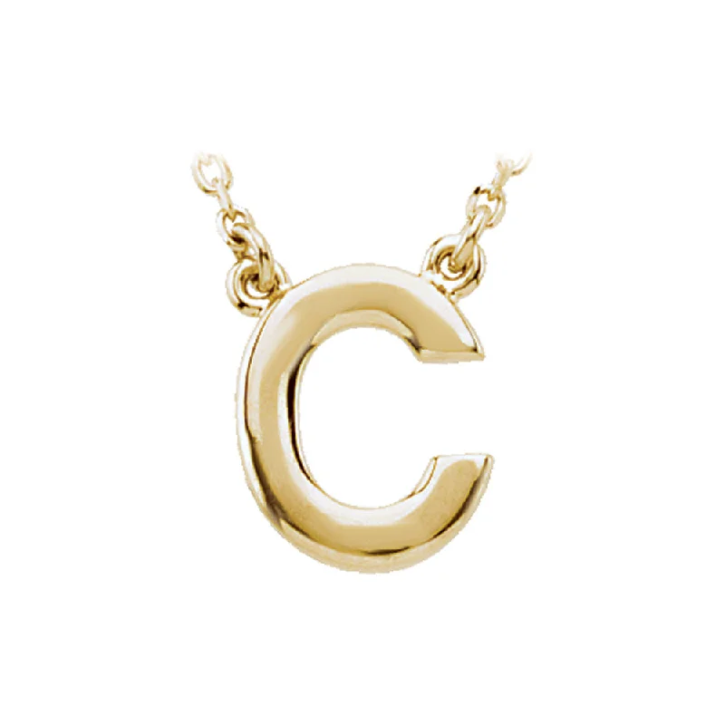 Sparkling Gold Necklace for Night Out-14K Yellow Gold, Kendall Collection, Block Initial C Necklace, 16 Inch