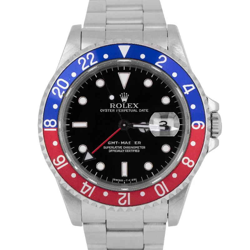 Classic Digital Watches for Men-Rolex GMT-Master 40mm Blue Red PEPSI Black Stainless Steel Date Watch 16700