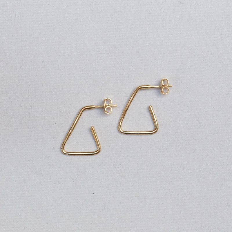 Rose Gold Earrings-Gold-plated Open Triangle Stud Earrings