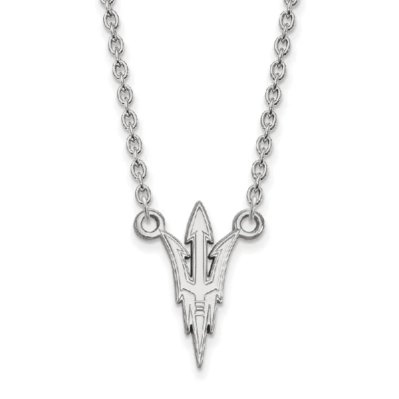 Elegant Pearl Necklace-Sterling Silver Arizona State Large Trident Pendant Necklace