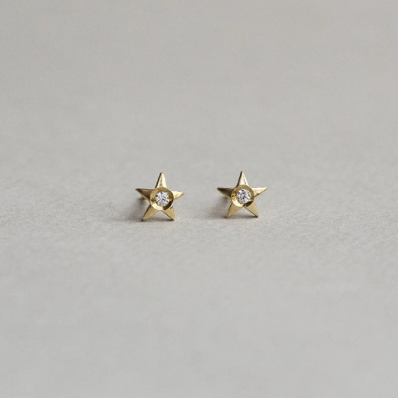 Timeless Earrings for Special Occasions-Gold Stars with Crystals Stud Earrings