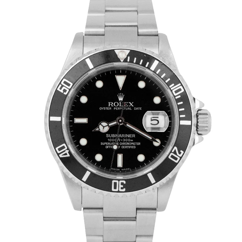 Best Watches for Hiking and Outdoor Adventures-Rolex Submariner Date 40mm Black NO-HOLES CASE Stainless Steel Watch 16610