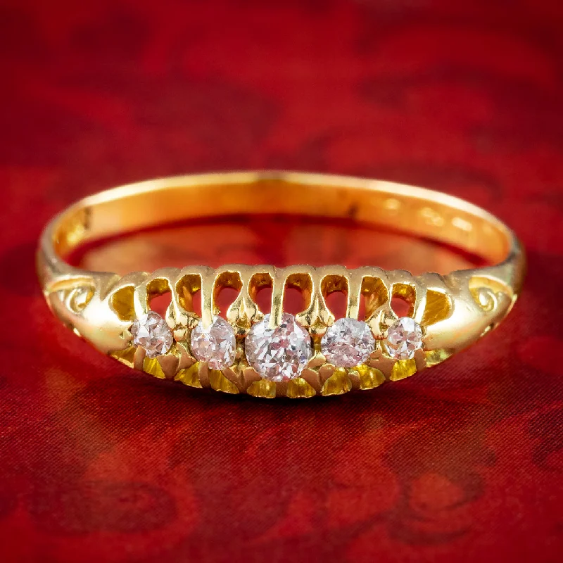 Elegant Engagement Ring with Diamond Accents-Antique Edwardian Five Stone Diamond Ring Dated 1911