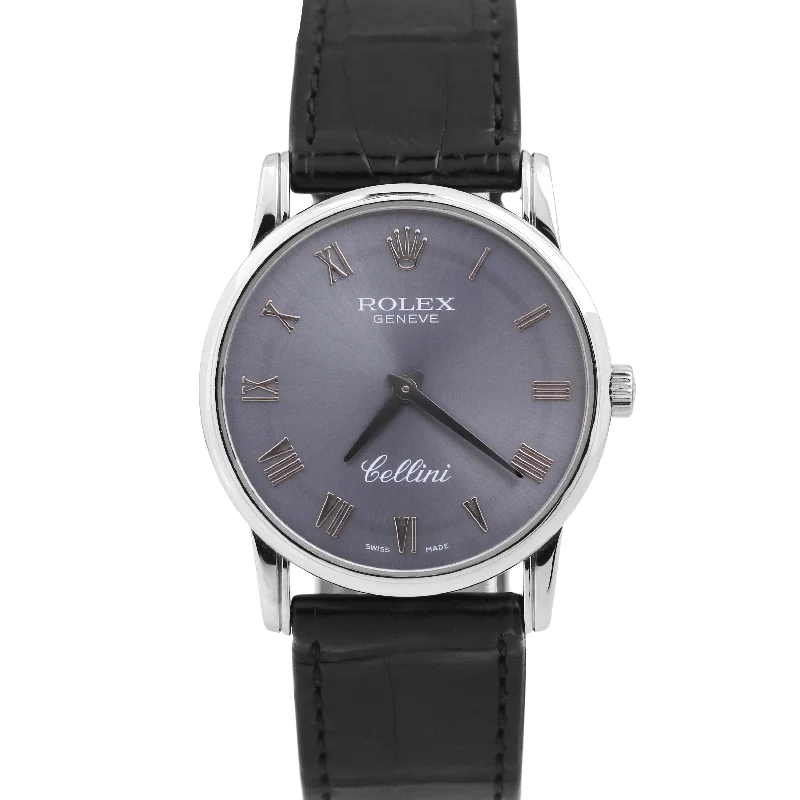 Classic Analog Watches for Women-MINT Rolex Cellini Classic RHODIUM Gray Roman 18K White Gold 32mm 5116 BOX