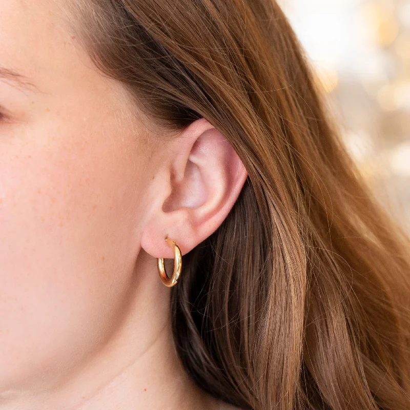 Simple Stud Earrings-Tube Hinged Hoop Earrings in Gold & Silver