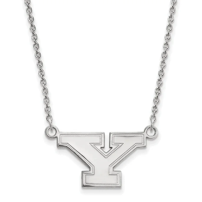 Elegant Choker Necklace for Brides-Sterling Silver Youngstown State Small Initial Y Necklace, 18 Inch