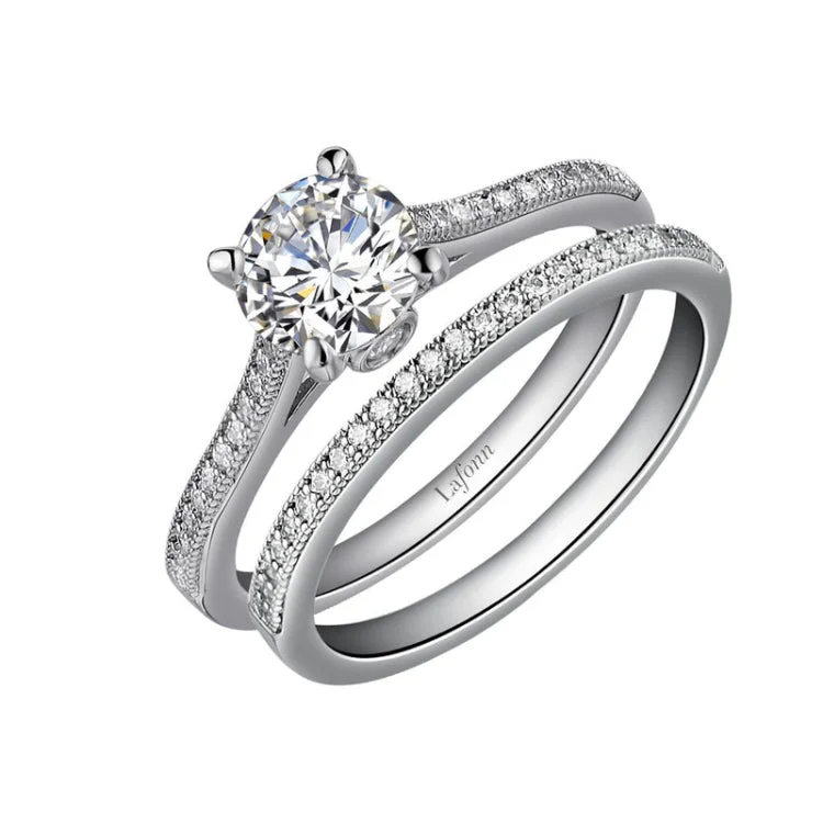 Classic Wedding Band with Sapphire-Solitaire Wedding Set