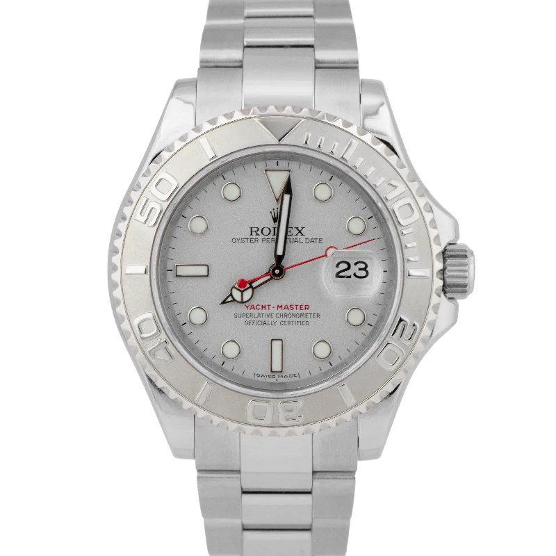 Best Watches for Marathon Runners-Rolex Yacht-Master 16622 REHAUT Platinum Stainless Steel Automatic 40mm Watch