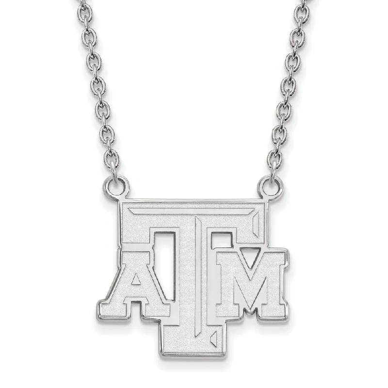 Birthstone Necklace for Family-10k White Gold Texas A and M Pendant Necklace