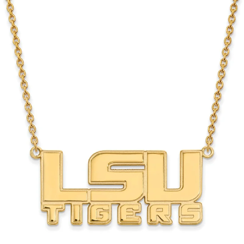 Unique Charm Necklace for Stylish Women-14k Gold Plated Silver Louisiana State Logo Pendant Necklace