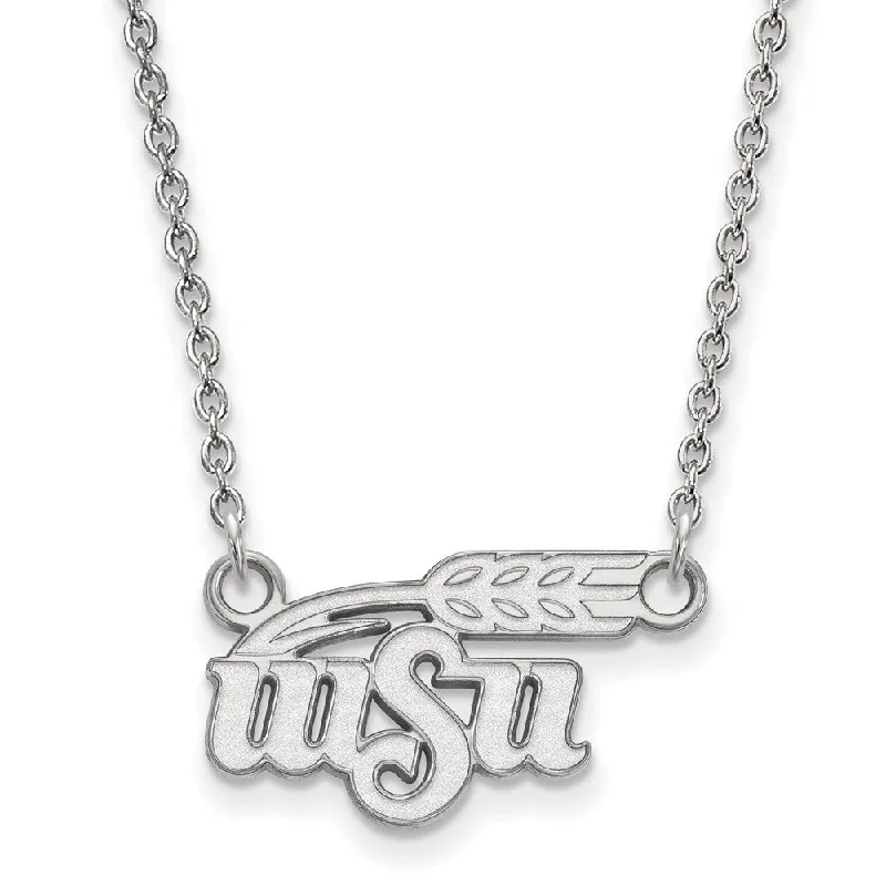 Choker Necklace with Charm-Sterling Silver Wichita State Small Logo Pendant Necklace