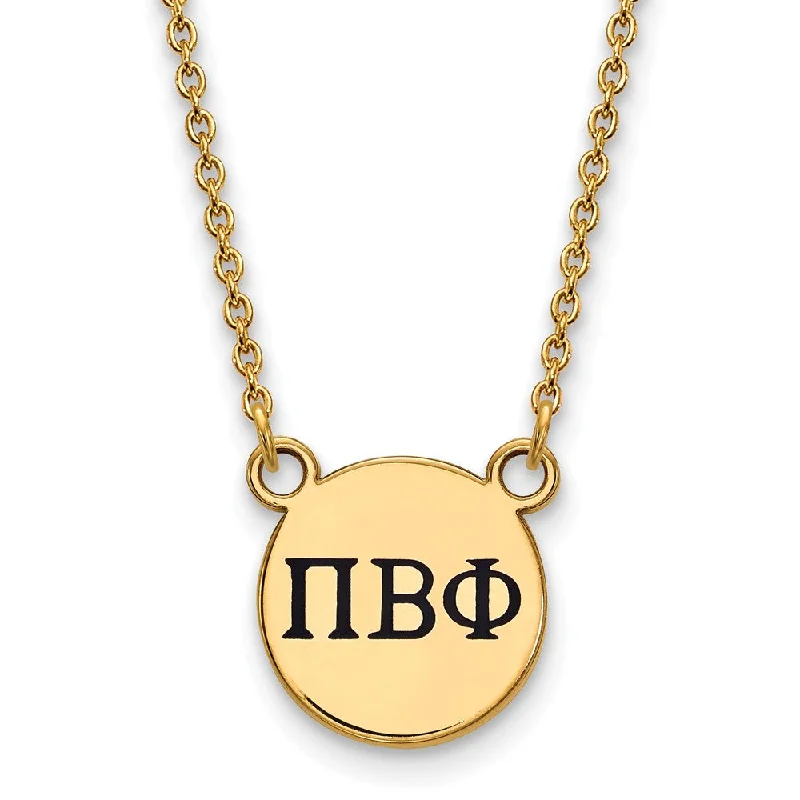 Birthstone Necklace for Family-14K Plated Silver Pi Beta Phi Small Enamel Greek Letters Necklace