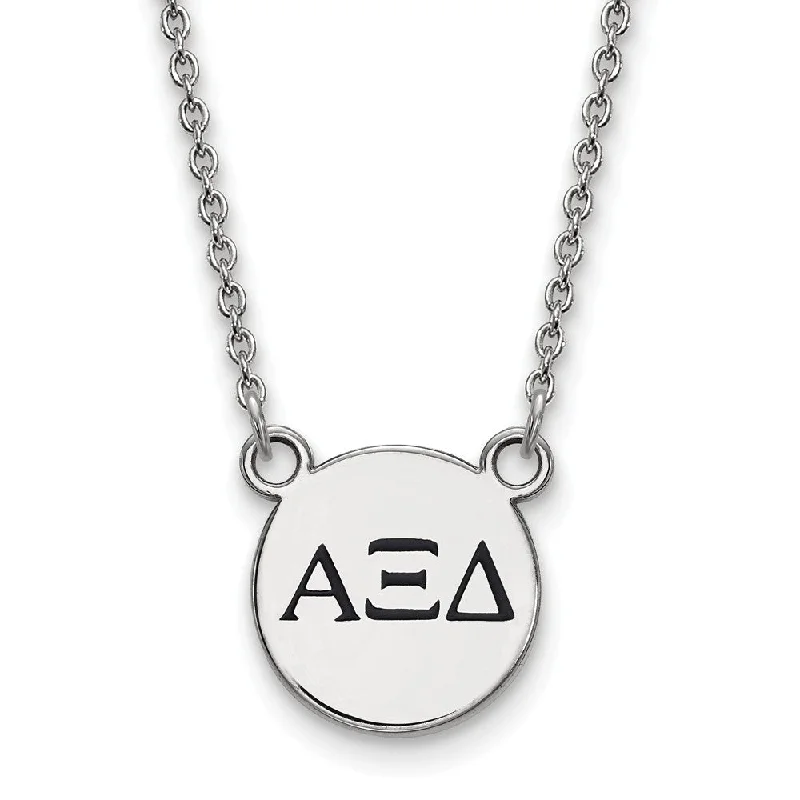 Gold Necklace for Women-Sterling Silver Alpha Xi Delta Small Enamel Greek Letters Necklace