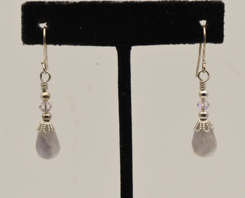 Geometric Earrings for Women-Vintage Faceted Amethyst Dangle Earrings