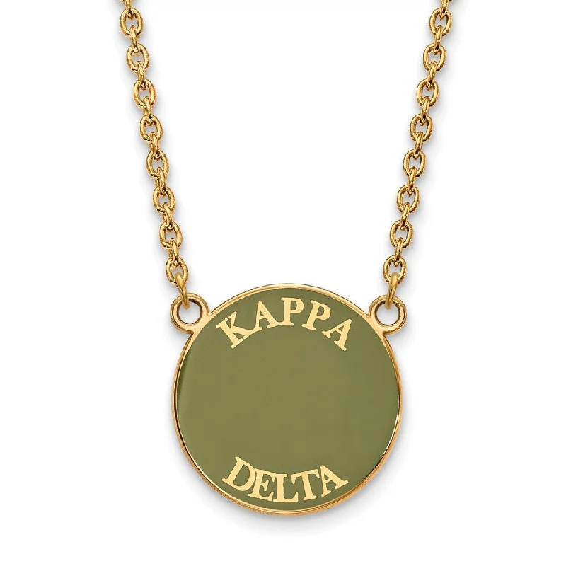 Unique Statement Necklace for Bold Fashion-14K Plated Silver Kappa Delta Large Enamel Disc Necklace