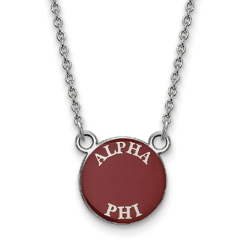 Custom Gold Necklace for Unique Style-Sterling Silver Alpha Phi Small Enamel Disc Necklace