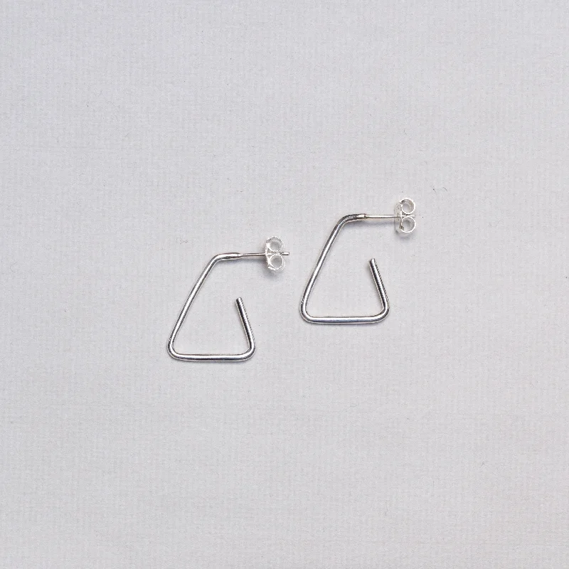 Chic Gold Earrings for Women-Open Silver Triangle Stud Earrings