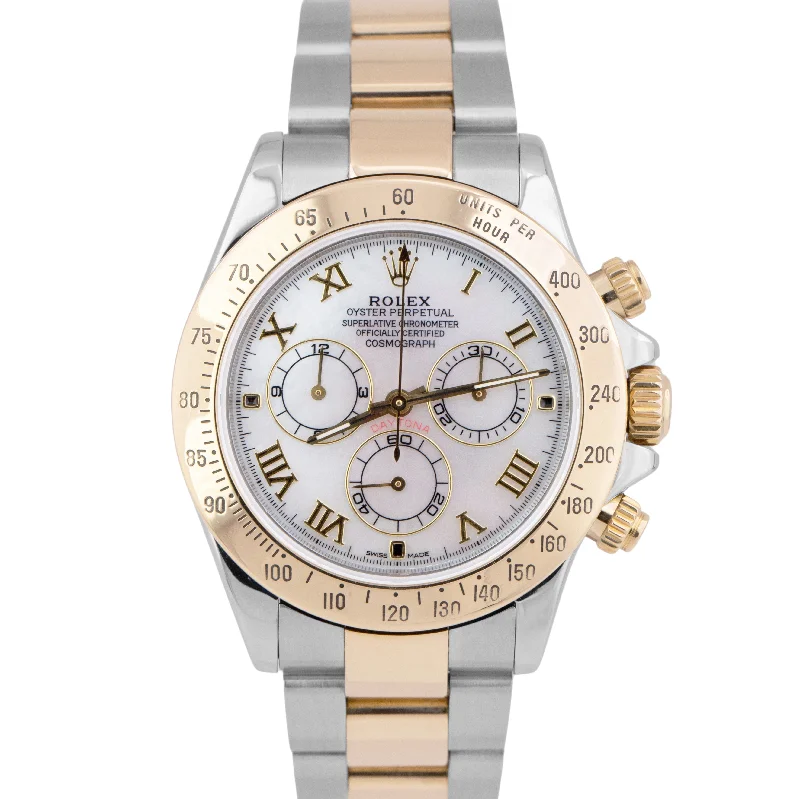 Smart Watches for Women with Notifications-Rolex Daytona Cosmograph 40mm MOTHER OF PEARL Two-Tone Gold Steel Watch 116523