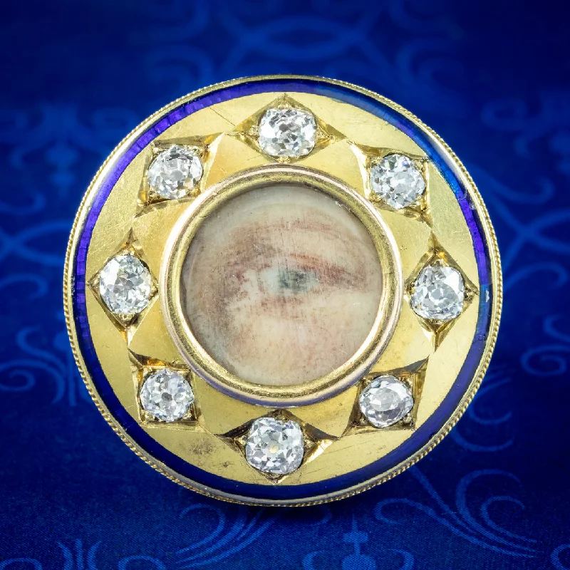 Birthstone Engagement Ring for Women-Antique Georgian Miniature Lovers Eye Diamond Ring Signed Sir Edwin Henry Landseer With Box